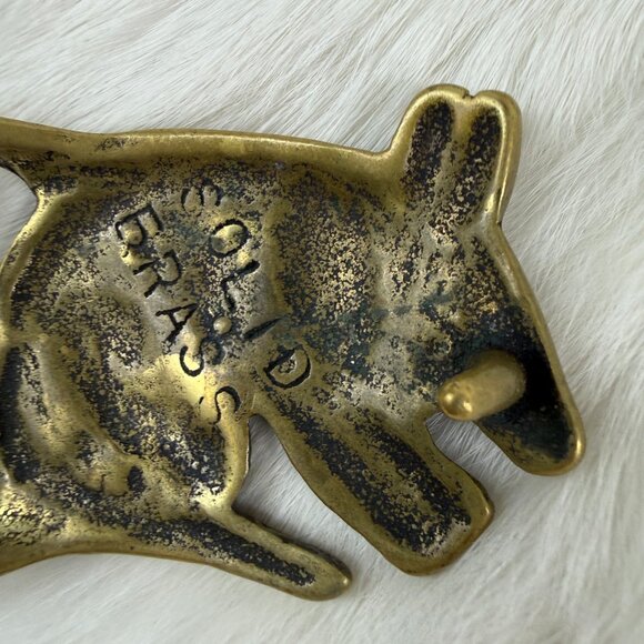 Vintage 70s Armadillo Belt Buckle Solid Brass Hippie Western Trinity - Picture 6 of 7